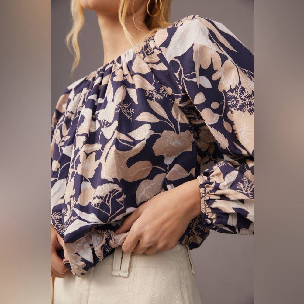 Jo Faulkner x Maeve Anthropologie Poplin Bubble Blouse XS - Picture 5 of 12